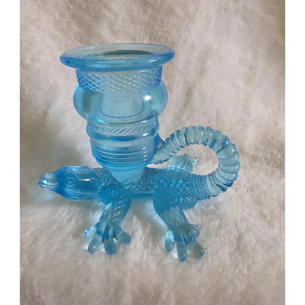 As-Is Whimsical Gecko Toothpick Holder Flaw, EAPG Collectible Animal Glassware
